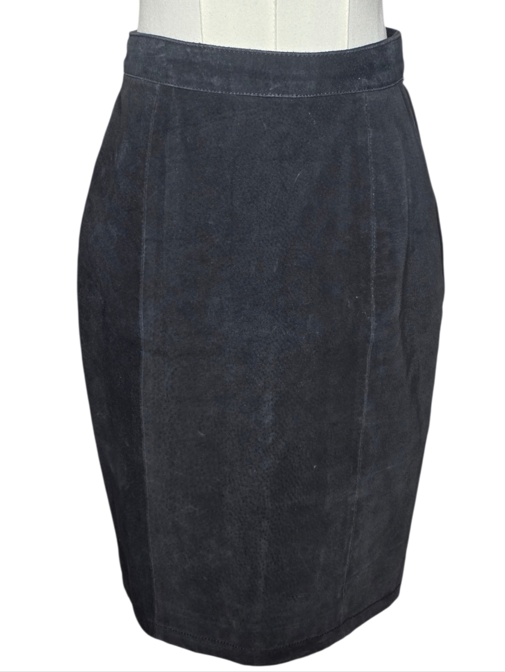 G-III Black Suede Leather Pencil Skirt Size 7/8 High Waist Career Wear